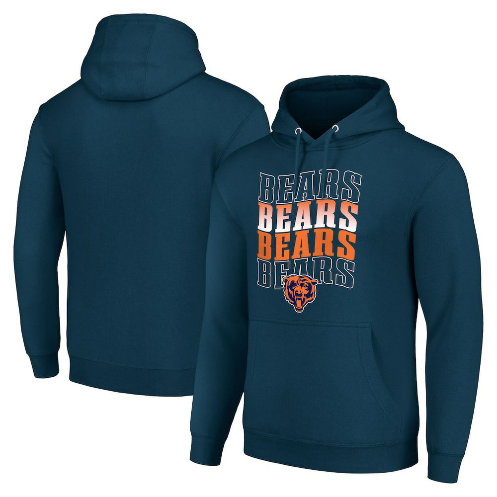 Chicago Bears Starter Four Team Name Logo Fleece Pullover Hoodie - Navy Hoodies