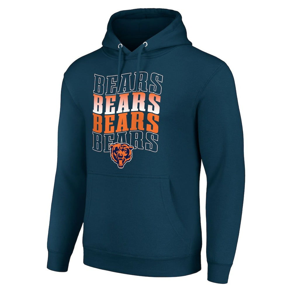 Chicago Bears Starter Four Team Name Logo Fleece Pullover Hoodie - Navy Hoodies