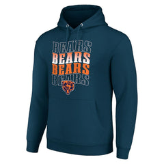 Chicago Bears Starter Four Team Name Logo Fleece Pullover Hoodie - Navy Hoodies