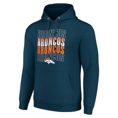 Denver Broncos Starter Four Team Name Logo Fleece Pullover Hoodie - Navy Hoodies