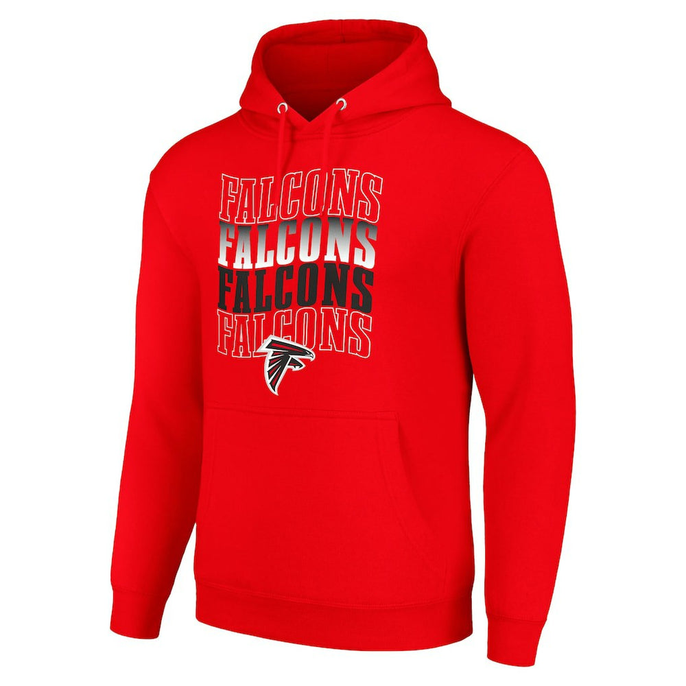 Atlanta Falcons Starter Four Team Name Logo Fleece Pullover Hoodie - Red Hoodies