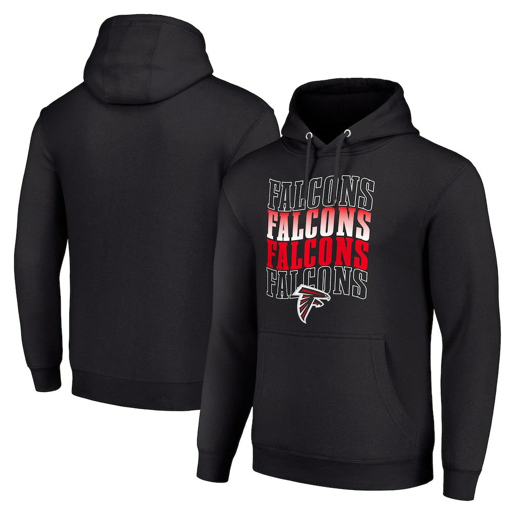 Atlanta Falcons Starter Four Team Name Logo Fleece Pullover Hoodie - Black Hoodies