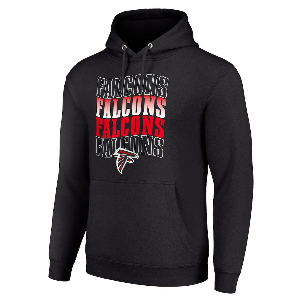 Atlanta Falcons Starter Four Team Name Logo Fleece Pullover Hoodie - Black Hoodies
