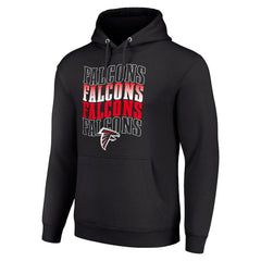 Atlanta Falcons Starter Four Team Name Logo Fleece Pullover Hoodie - Black Hoodies