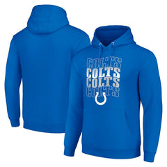 Indianapolis Colts Starter Four Team Name Logo Fleece Pullover Hoodie - Royal Hoodies