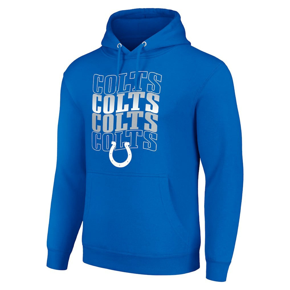 Indianapolis Colts Starter Four Team Name Logo Fleece Pullover Hoodie - Royal Hoodies