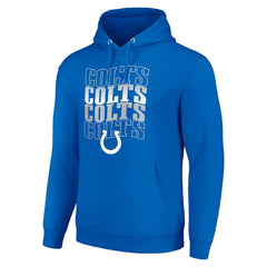 Indianapolis Colts Starter Four Team Name Logo Fleece Pullover Hoodie - Royal Hoodies