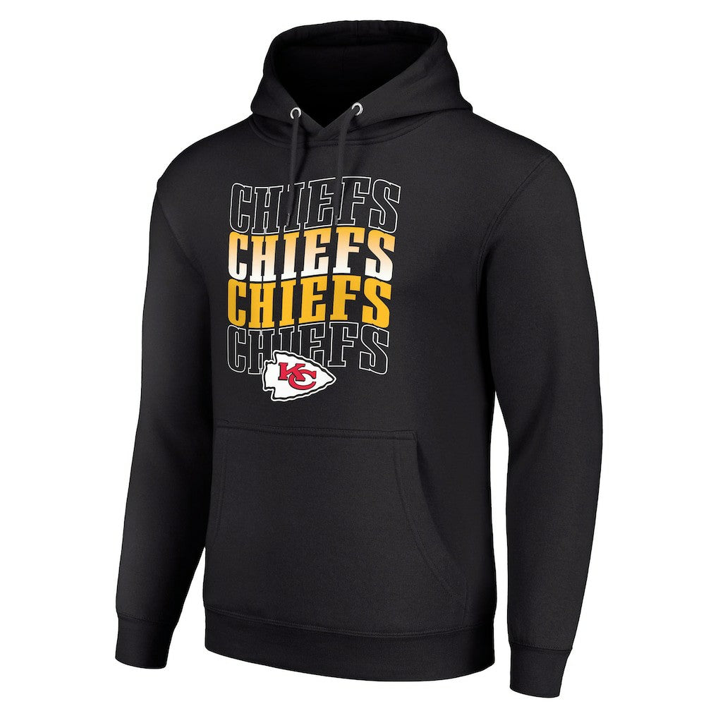 Kansas City Chiefs Starter Four Team Name Logo Fleece Pullover Hoodie - Black Hoodies