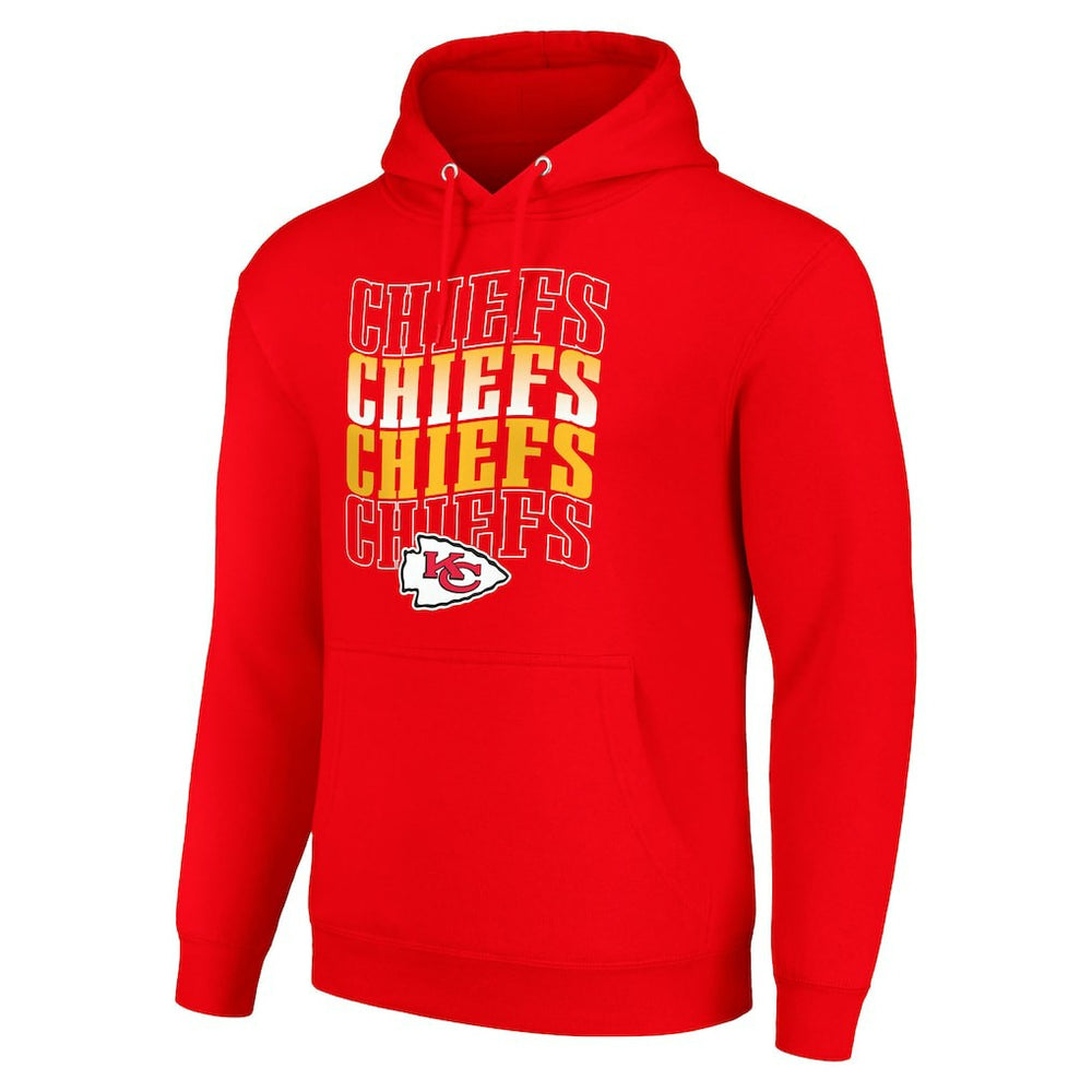 Kansas City Chiefs Starter Four Team Name Logo Fleece Pullover Hoodie - Red Hoodies