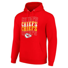 Kansas City Chiefs Starter Four Team Name Logo Fleece Pullover Hoodie - Red Hoodies