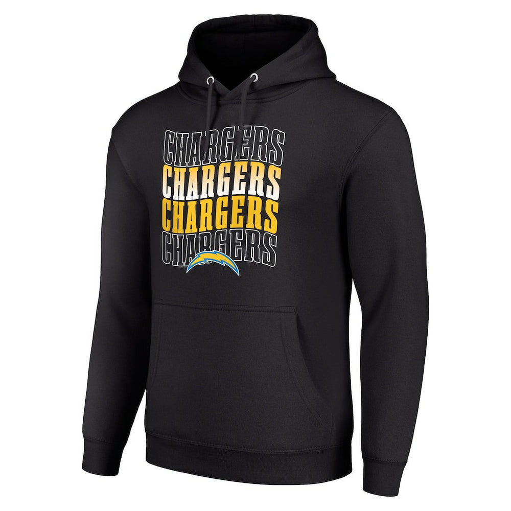 Los Angeles Chargers Starter Four Team Name Logo Fleece Pullover Hoodie - Black Hoodies