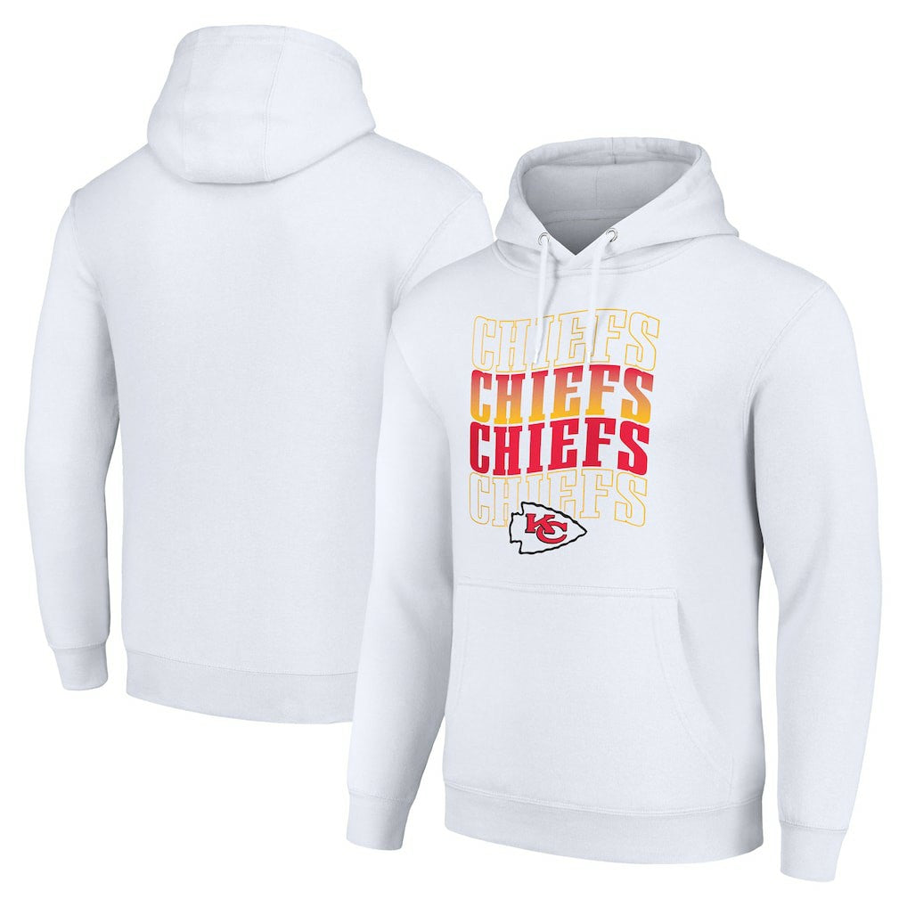 Kansas City Chiefs Starter Four Team Name Logo Fleece Pullover Hoodie - White Hoodies