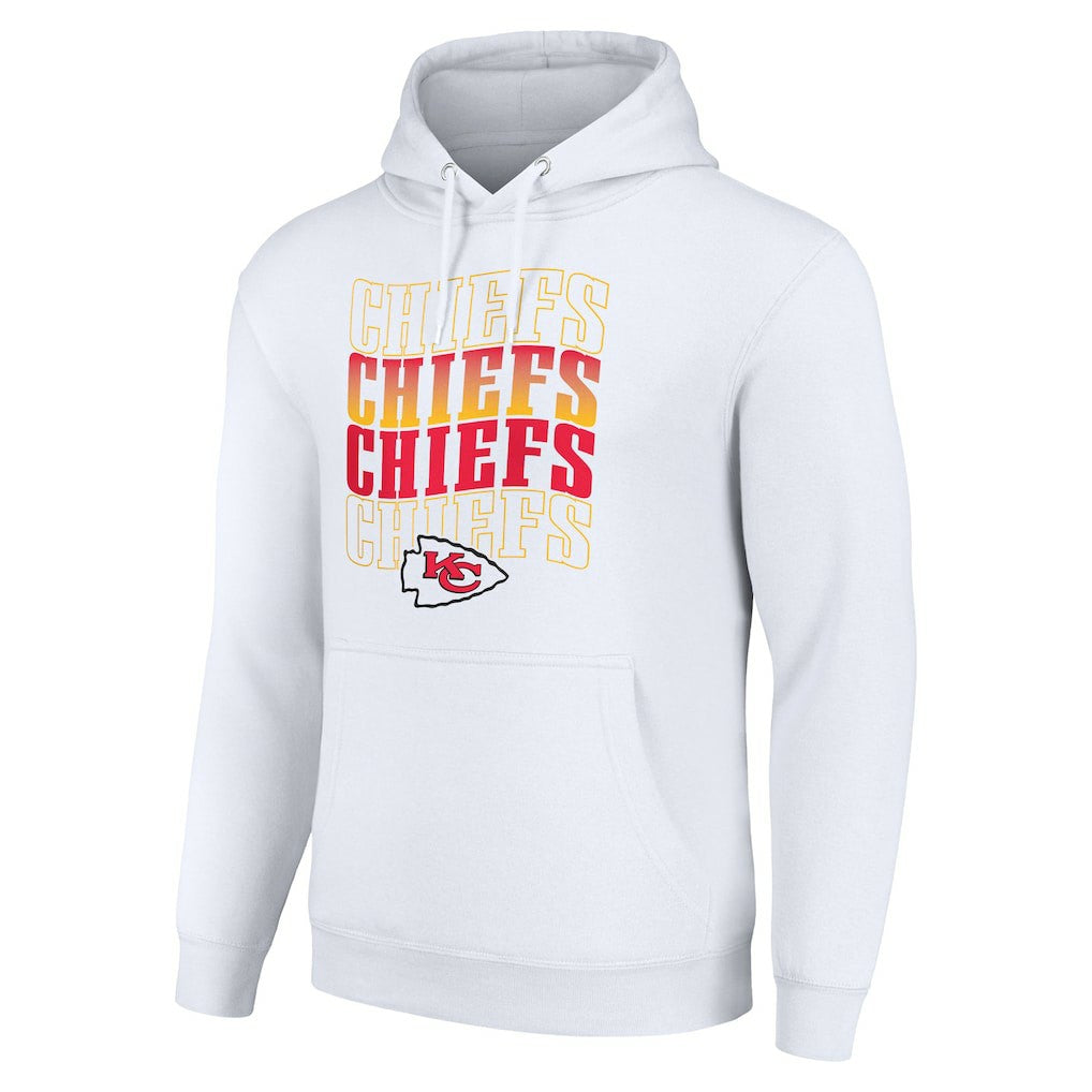 Kansas City Chiefs Starter Four Team Name Logo Fleece Pullover Hoodie - White Hoodies