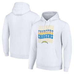 Los Angeles Chargers Starter Four Team Name Logo Fleece Pullover Hoodie - White Hoodies