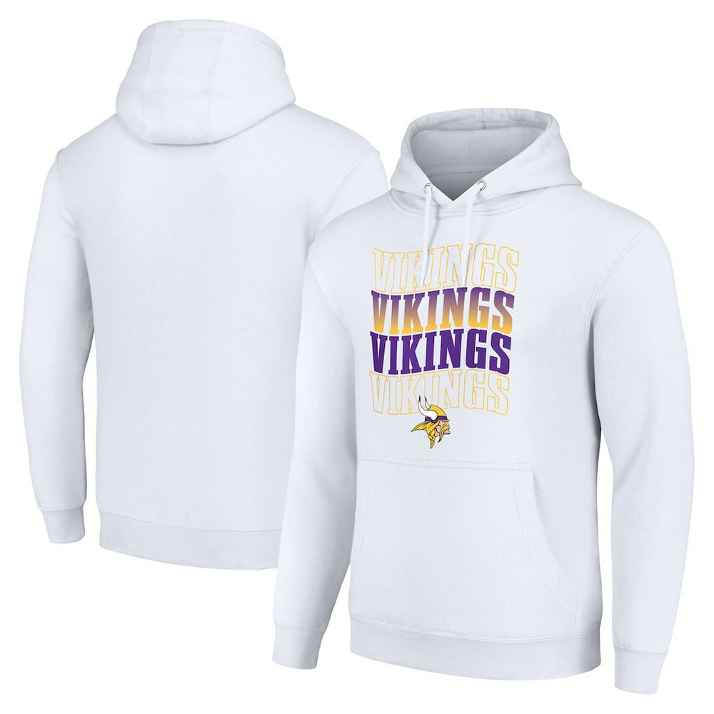 Minnesota Vikings Starter Four Team Name Logo Fleece Pullover Hoodie - White Hoodies