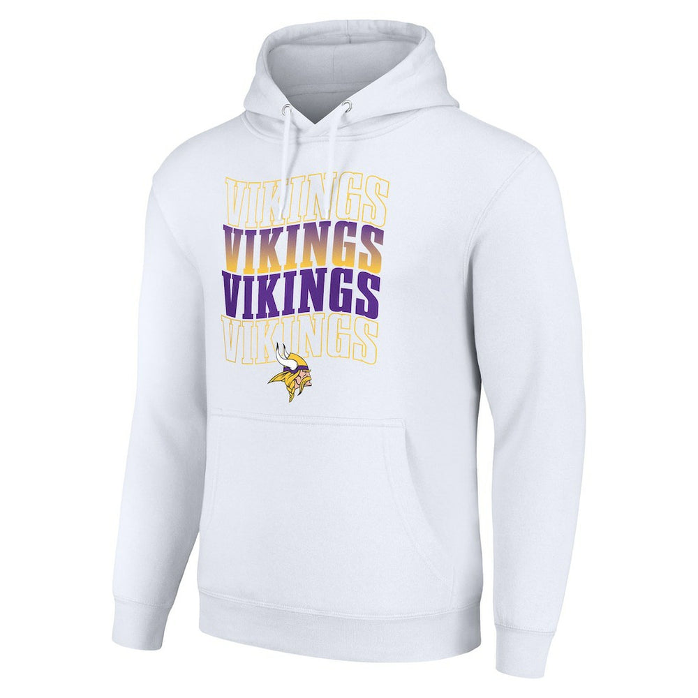 Minnesota Vikings Starter Four Team Name Logo Fleece Pullover Hoodie - White Hoodies