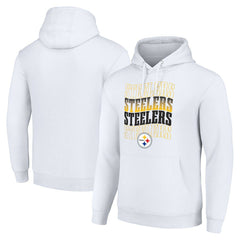 Pittsburgh Steelers Starter Four Team Name Logo Fleece Pullover Hoodie - White Hoodies