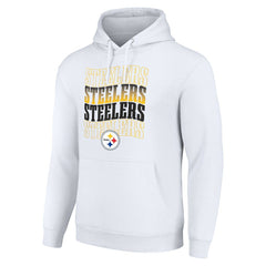 Pittsburgh Steelers Starter Four Team Name Logo Fleece Pullover Hoodie - White Hoodies