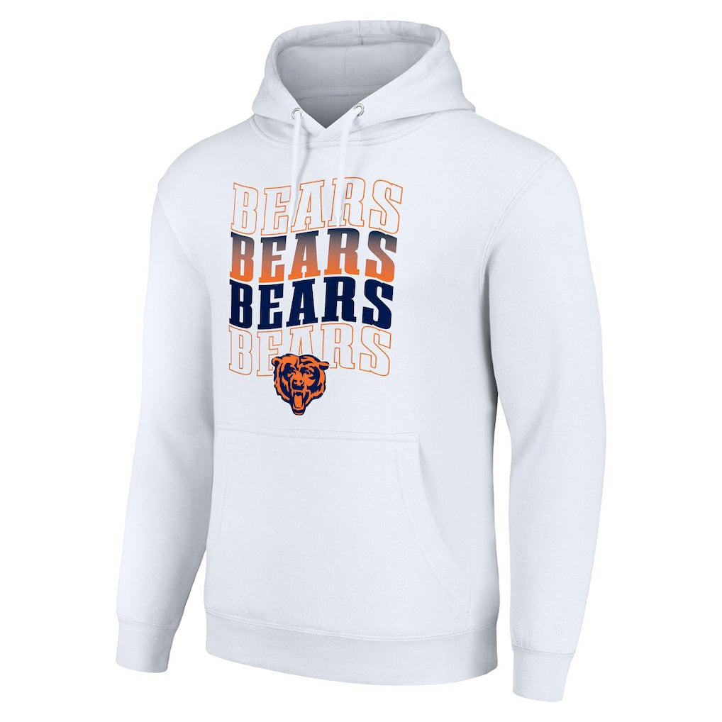 Chicago Bears Starter Four Team Name Logo Fleece Pullover Hoodie - White Hoodies