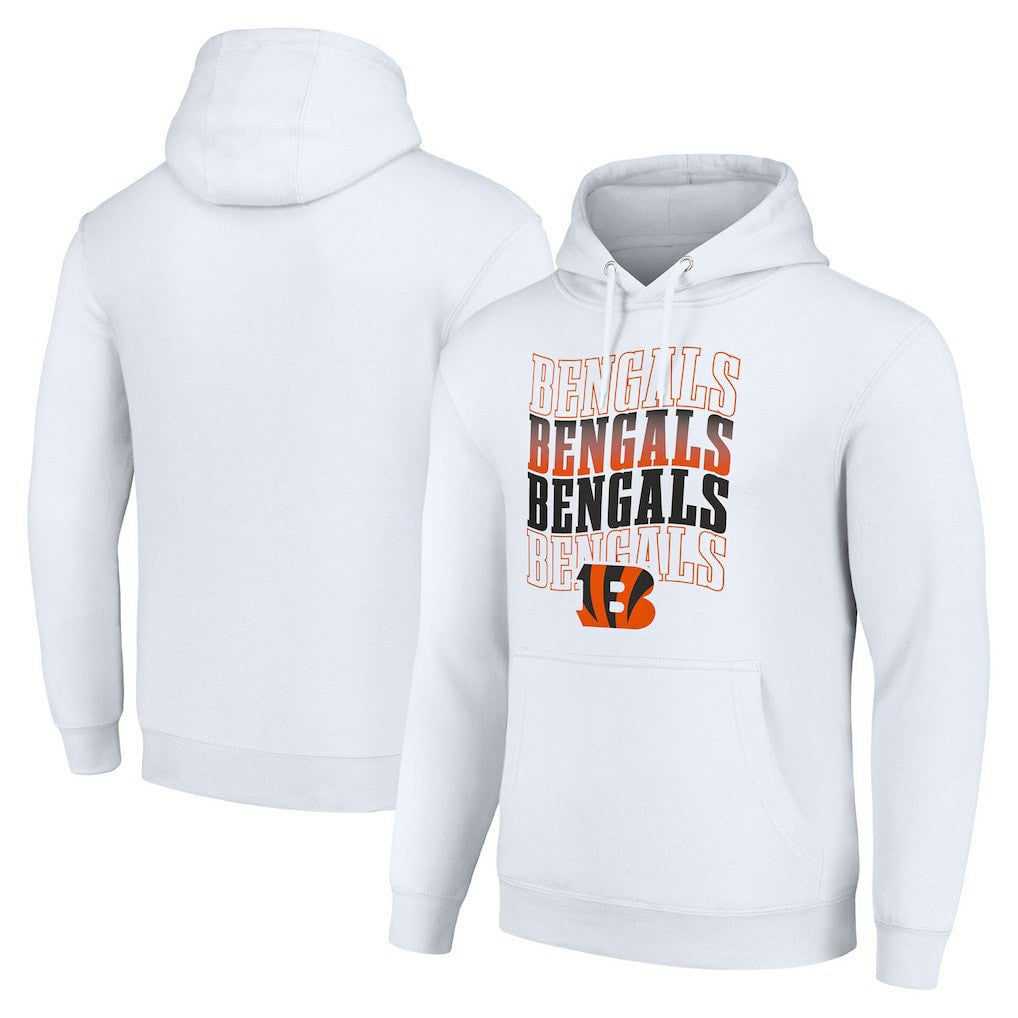 Cincinnati Bengals Starter Four Team Name Logo Fleece Pullover Hoodie - White Hoodies