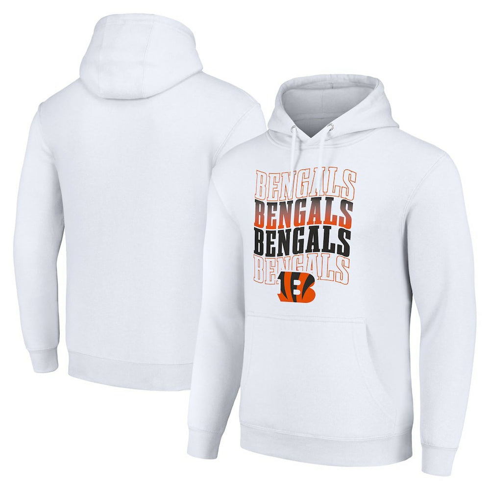 Cincinnati Bengals Starter Four Team Name Logo Fleece Pullover Hoodie - White Hoodies