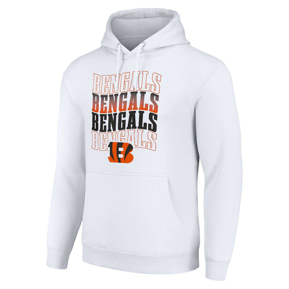 Cincinnati Bengals Starter Four Team Name Logo Fleece Pullover Hoodie - White Hoodies
