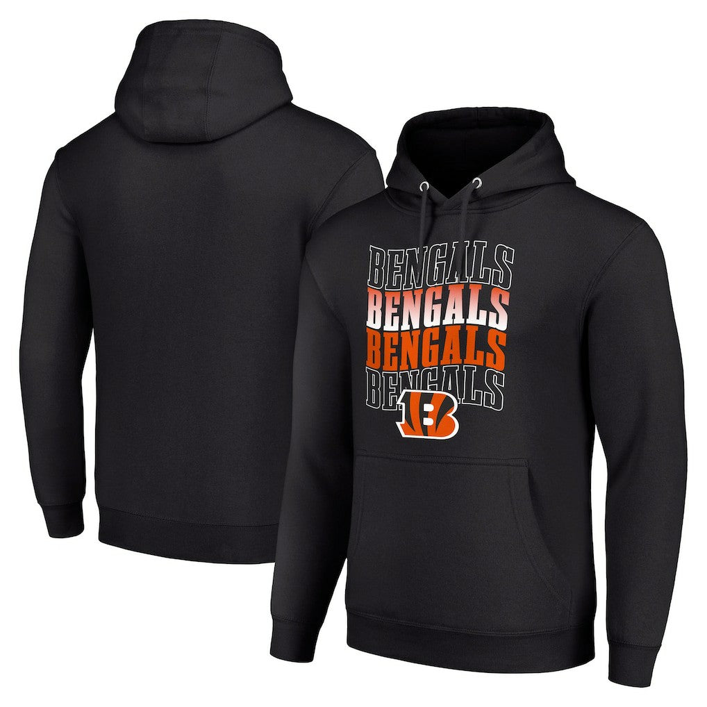 Cincinnati Bengals Starter Four Team Name Logo Fleece Pullover Hoodie - Black Hoodies
