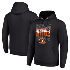 Cincinnati Bengals Starter Four Team Name Logo Fleece Pullover Hoodie - Black Hoodies
