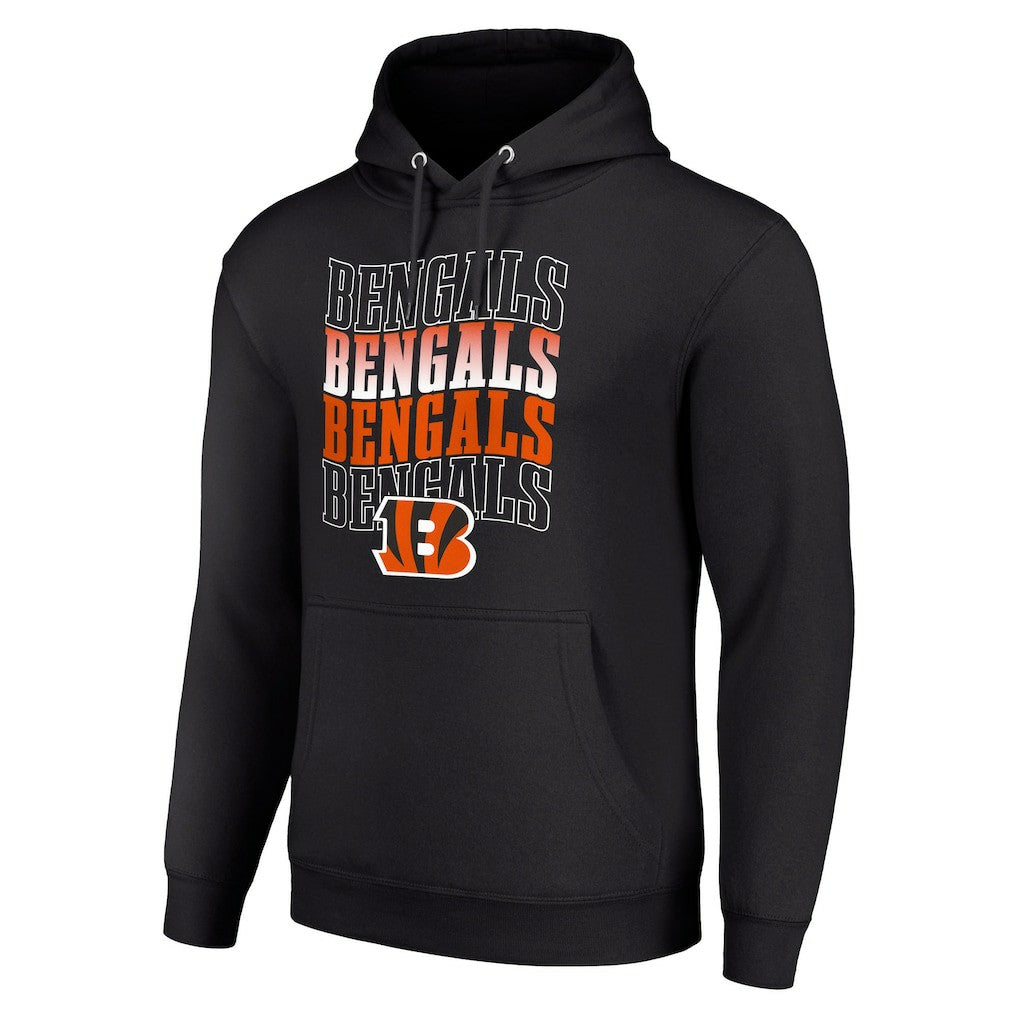 Cincinnati Bengals Starter Four Team Name Logo Fleece Pullover Hoodie - Black Hoodies
