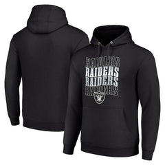 Las Vegas Raiders Starter Four Team Name Logo Fleece Pullover Hoodie - Black Hoodies