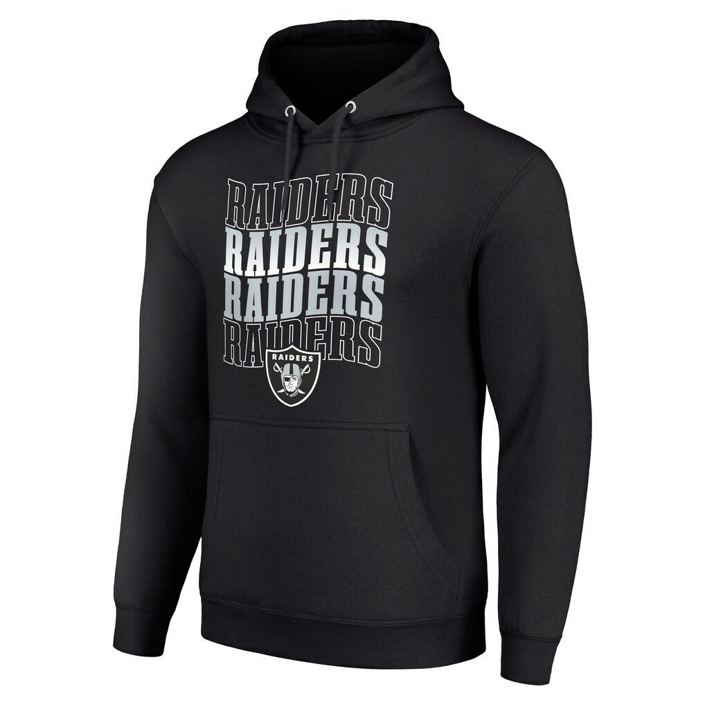 Las Vegas Raiders Starter Four Team Name Logo Fleece Pullover Hoodie - Black Hoodies