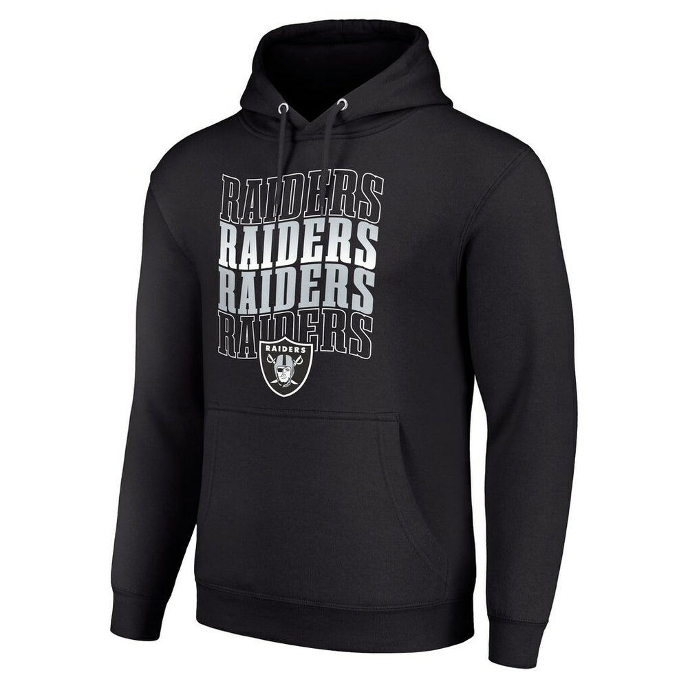 Las Vegas Raiders Starter Four Team Name Logo Fleece Pullover Hoodie - Black Hoodies