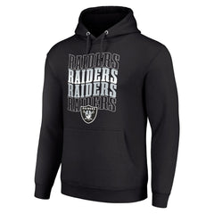 Las Vegas Raiders Starter Four Team Name Logo Fleece Pullover Hoodie - Black Hoodies