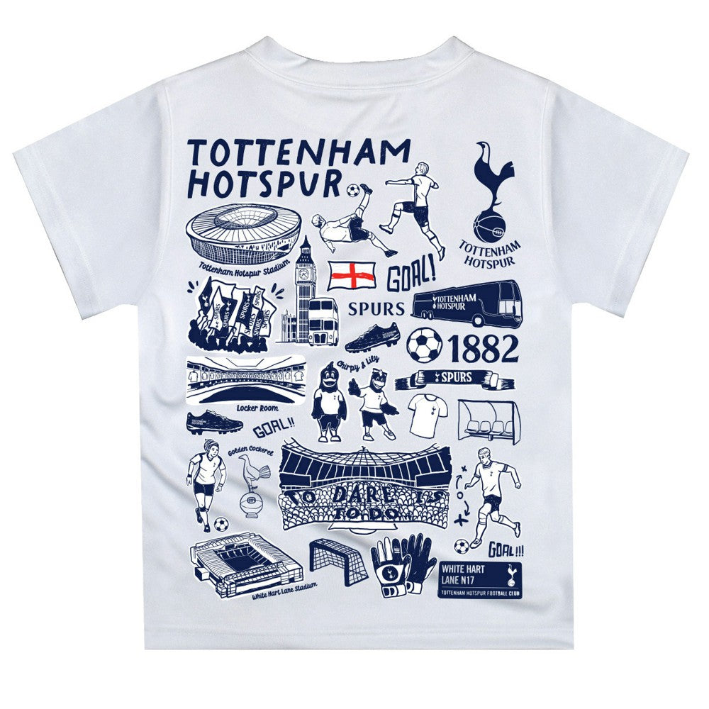 Tottenham Hotspur Vive La Fete Youth Impressions Artwork T-Shirt White