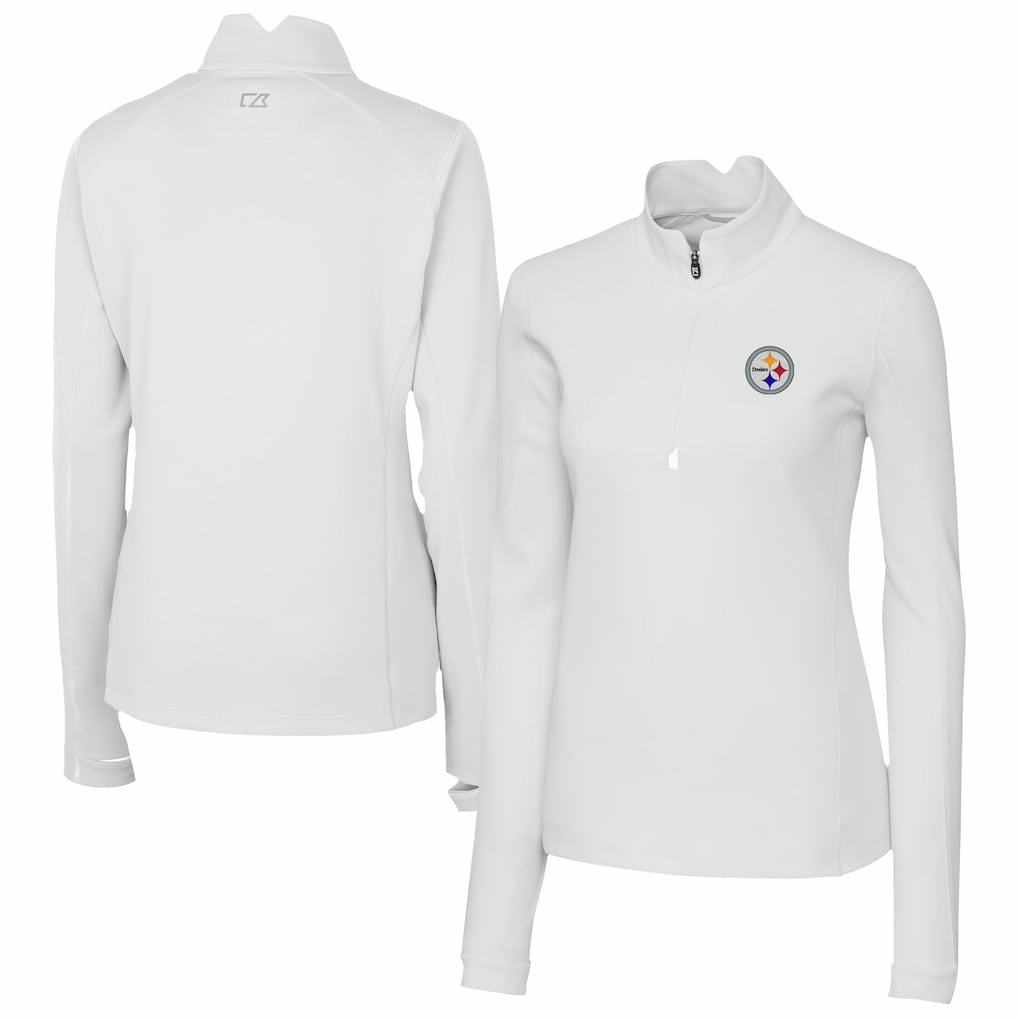 Pittsburgh Steelers Cutter & Buck Women's Traverse Stretch Quarter-Zip Pullover Top - White Pullover