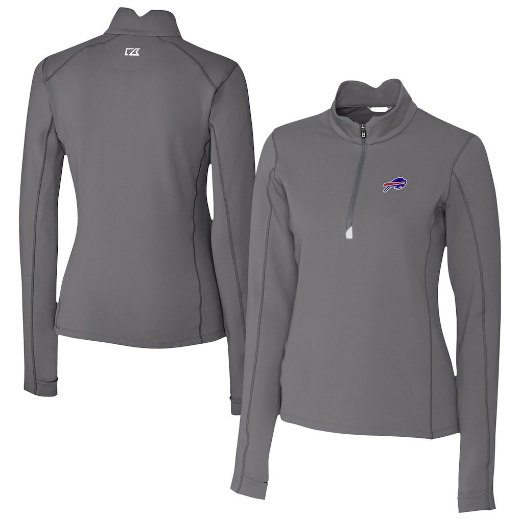 Buffalo Bills Cutter & Buck Women's Traverse Stretch Quarter-Zip Pullover Top - Gray Pullover