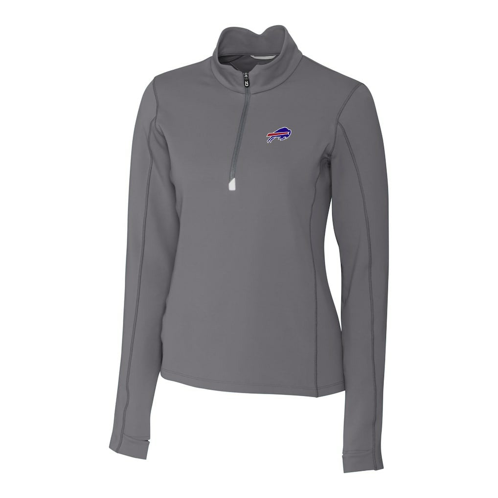 Buffalo Bills Cutter & Buck Women's Traverse Stretch Quarter-Zip Pullover Top - Gray Pullover