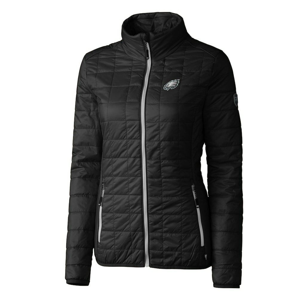Philadelphia Eagles Cutter & Buck Women's Rainier PrimaLoft Eco Insulated Full-Zip Puffer Jacket - Black Jackets