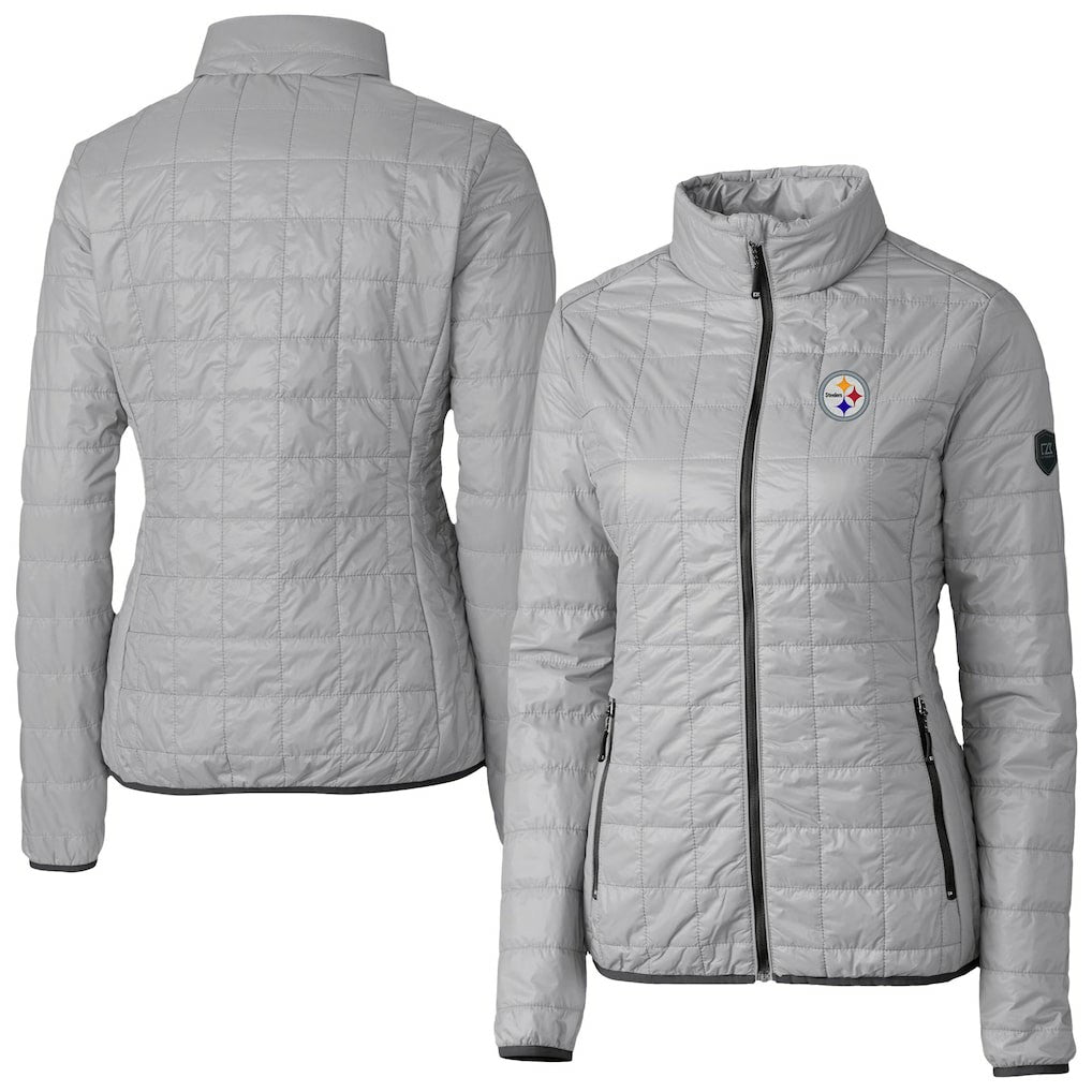 Pittsburgh Steelers Cutter & Buck Women's Rainier PrimaLoft Eco Insulated Full-Zip Puffer Jacket - Gray Jackets