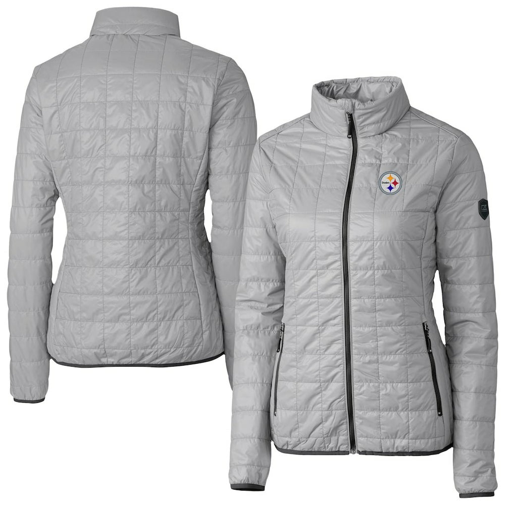 Pittsburgh Steelers Cutter & Buck Women's Rainier PrimaLoft Eco Insulated Full-Zip Puffer Jacket - Gray Jackets