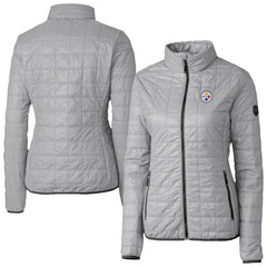 Pittsburgh Steelers Cutter & Buck Women's Rainier PrimaLoft Eco Insulated Full-Zip Puffer Jacket - Gray Jackets