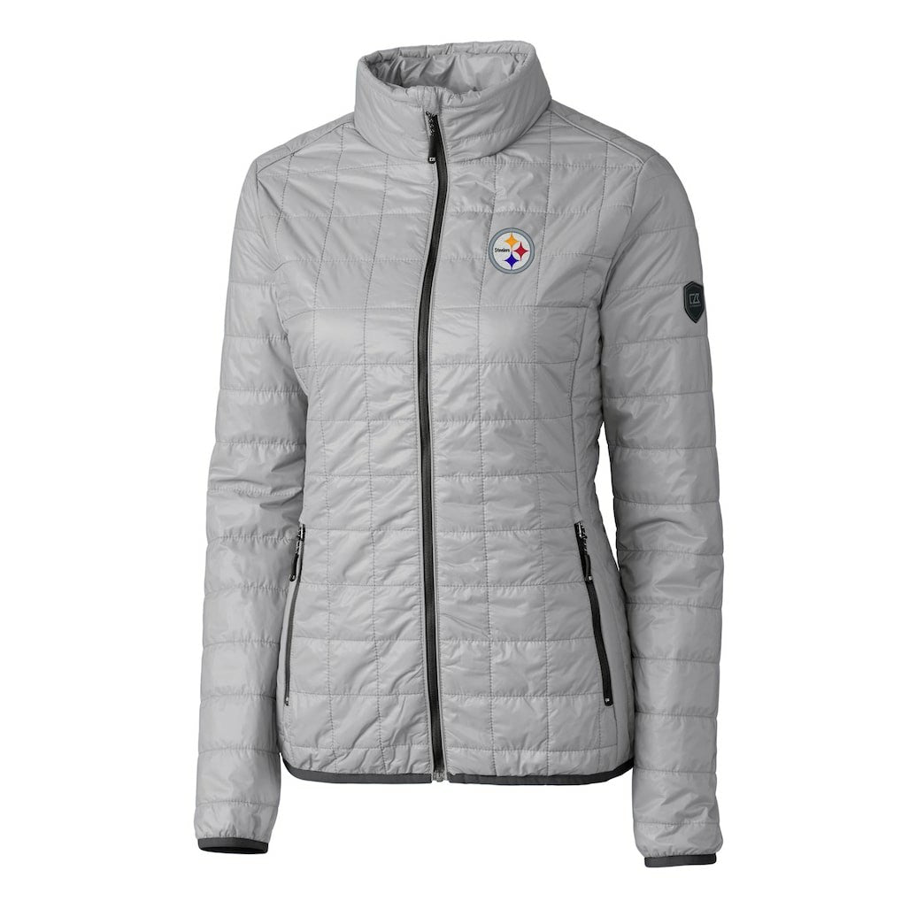 Pittsburgh Steelers Cutter & Buck Women's Rainier PrimaLoft Eco Insulated Full-Zip Puffer Jacket - Gray Jackets