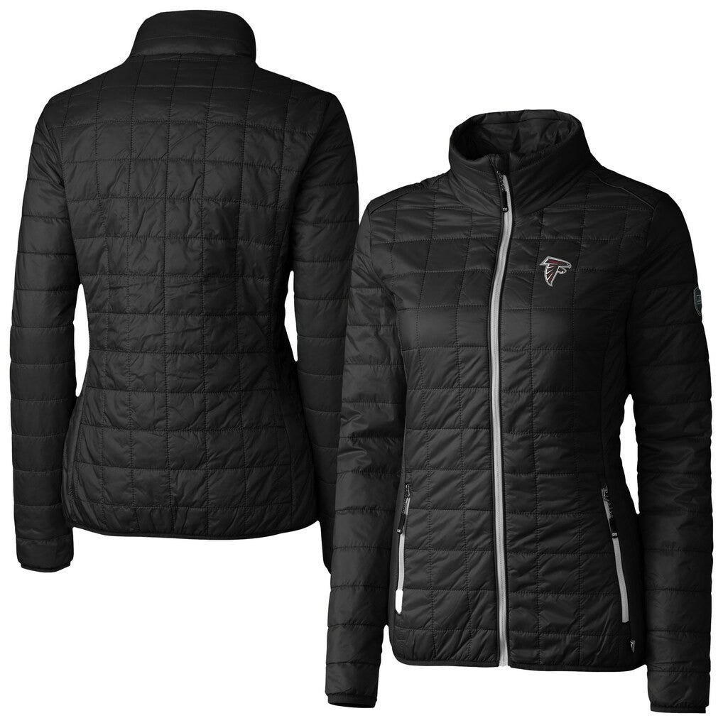 Atlanta Falcons Cutter & Buck Women's Rainier PrimaLoft Eco Insulated Full-Zip Puffer Jacket - Black Jackets