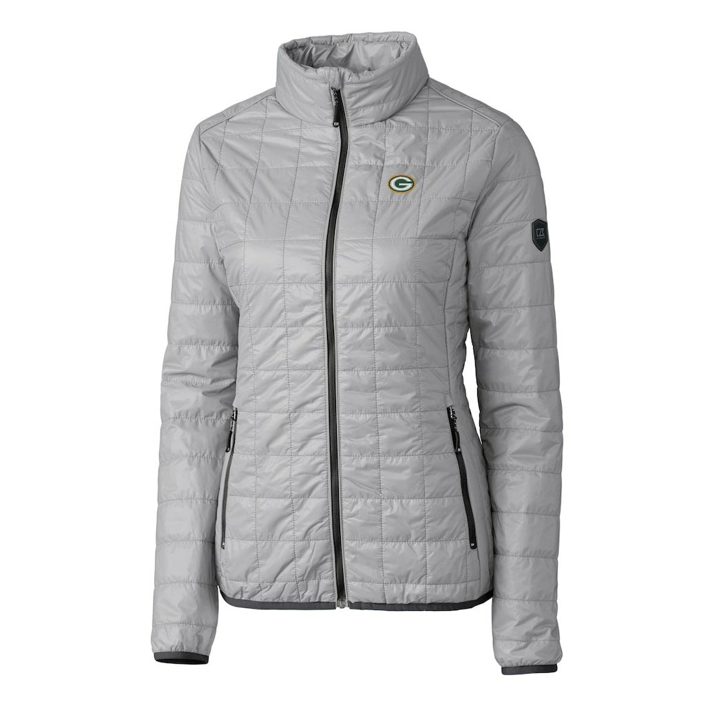 Green Bay Packers Cutter & Buck Women's Rainier PrimaLoft Eco Insulated Full-Zip Puffer Jacket - Gray Jackets