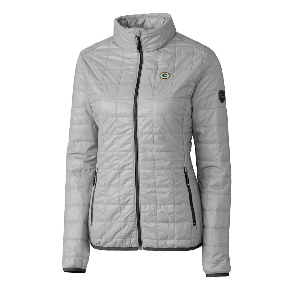Green Bay Packers Cutter & Buck Women's Rainier PrimaLoft Eco Insulated Full-Zip Puffer Jacket - Gray Jackets