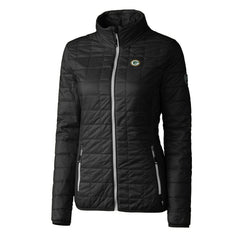 Green Bay Packers Cutter & Buck Women's Rainier PrimaLoft Eco Insulated Full-Zip Puffer Jacket - Black Jackets