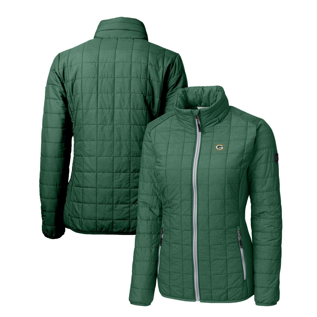 Green Bay Packers Cutter & Buck Women's Rainier PrimaLoft Eco Insulated Full-Zip Puffer Jacket - Green Jackets