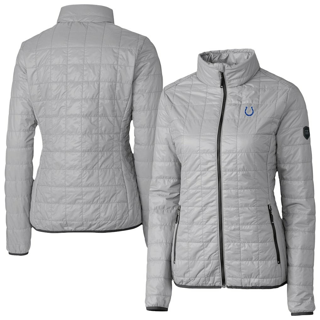 Indianapolis Colts Cutter & Buck Women's Rainier PrimaLoft Eco Insulated Full-Zip Puffer Jacket - Gray Jackets