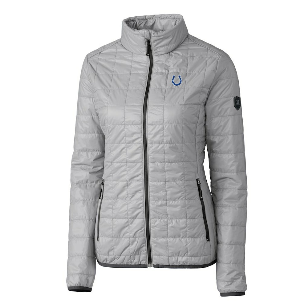 Indianapolis Colts Cutter & Buck Women's Rainier PrimaLoft Eco Insulated Full-Zip Puffer Jacket - Gray Jackets