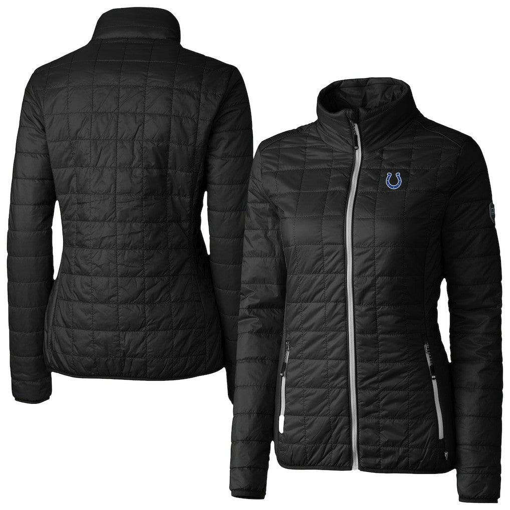 Indianapolis Colts Cutter & Buck Women's Rainier PrimaLoft Eco Insulated Full-Zip Puffer Jacket - Black Jackets